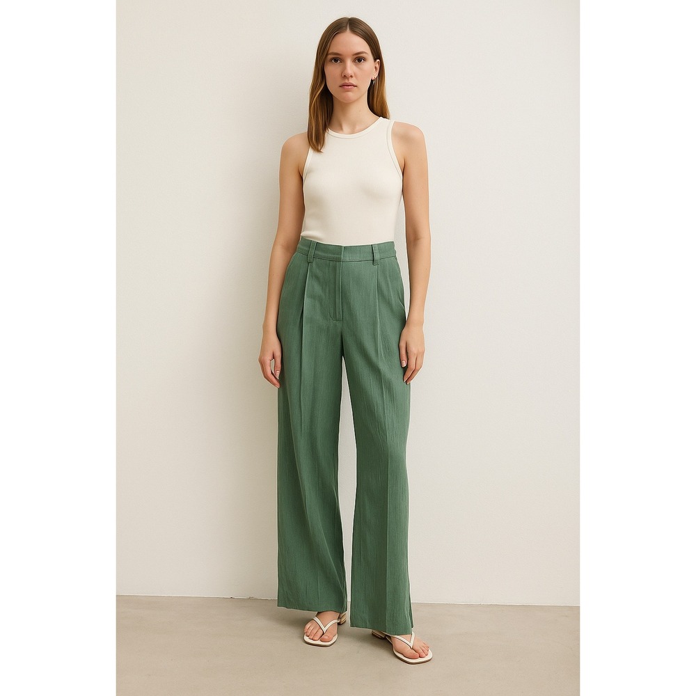 Third Form Wide Leg Pants Womens 4 Green Pleated Preppy Glam Australia Beach‎